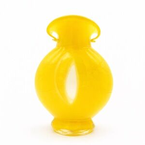 Hand Blown Canary Yellow Art Glass Vase Sculptural Studio Glass Polished Pontil